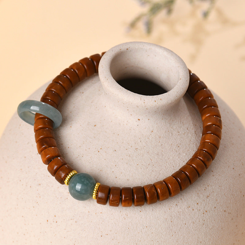 Bodhi Blue Jade Abacus Beads Running Ring Bracelet - Spiritual Enlightenment Wealth Amulet