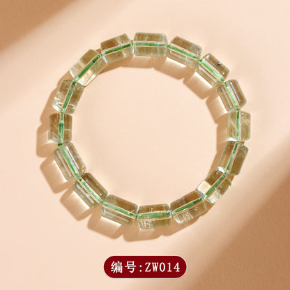 Natural Green Crystal Barrel Bead Bracelet | Elegant Charm for Women's Luck & Style