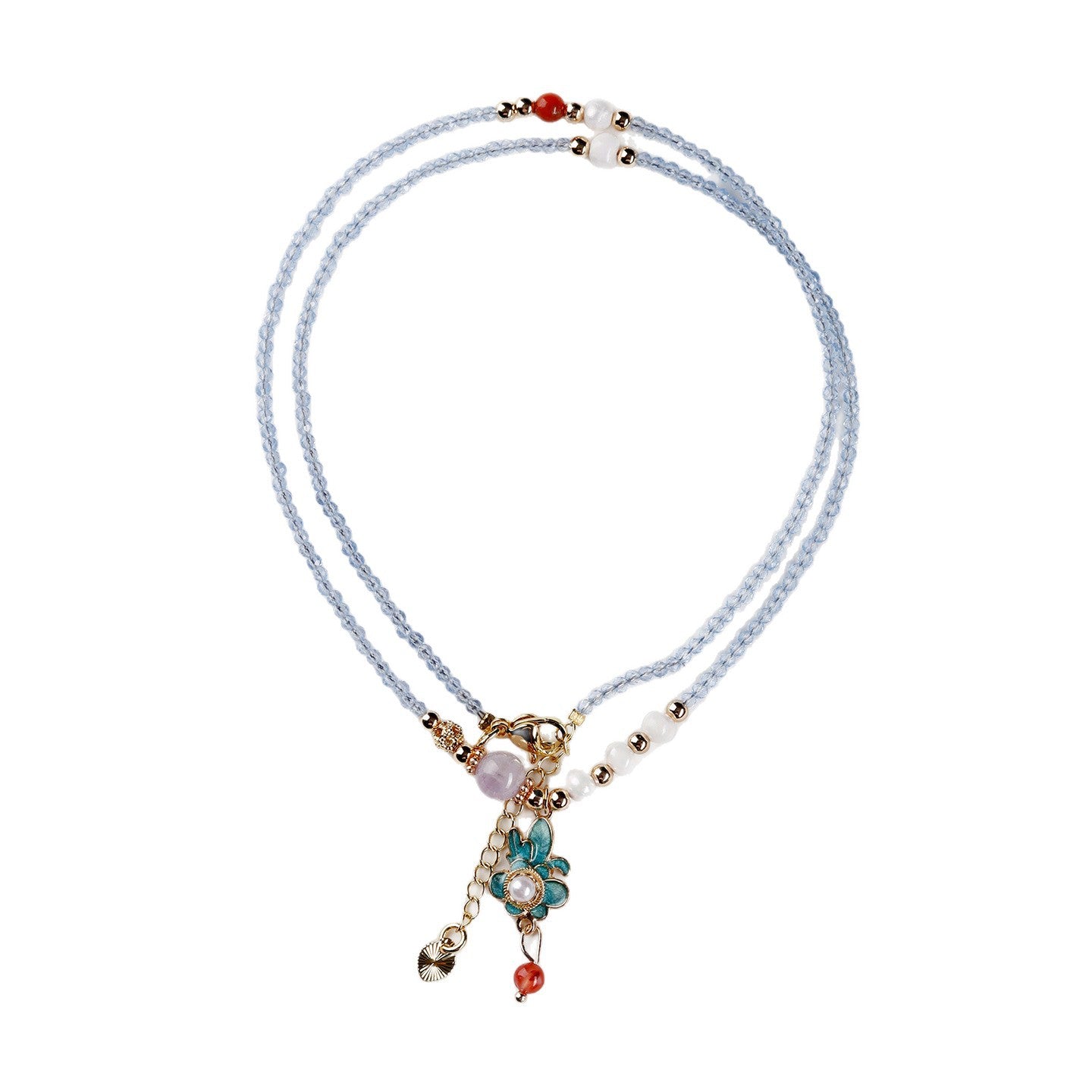 Pearl Southern Red Agate Multi-Circle Bracelet | Elegant Women's Collarbone Necklace for Fortune & Protection