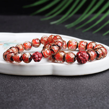 Tiger Year Incense Ash Glazed Bead Bracelet - Mystical Protection and Fortune Talisman