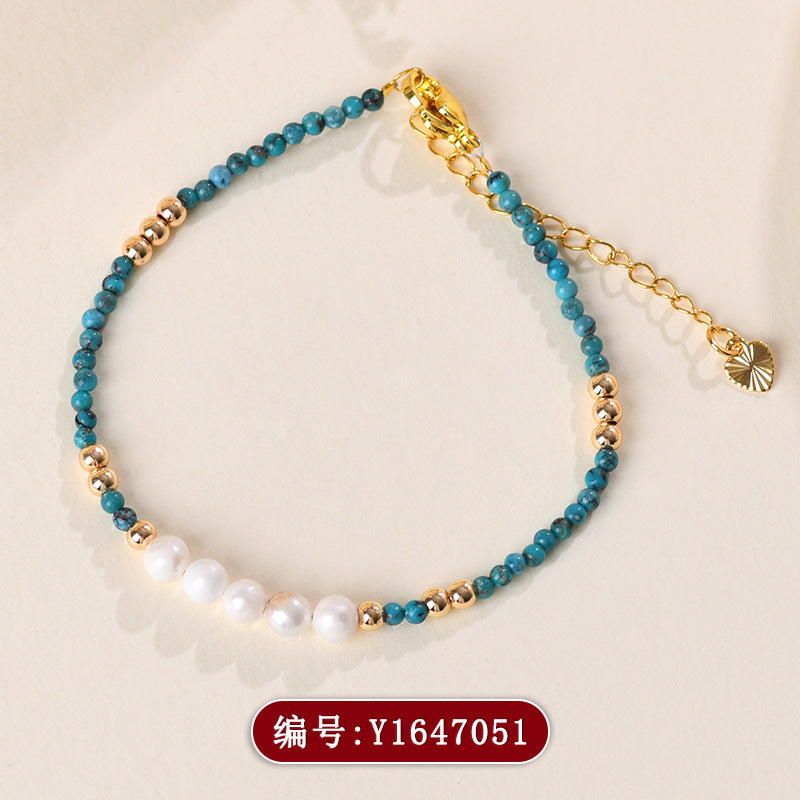 Adjustable Turquoise Pearl Bracelet for Women - Spiritual Elegance and Protection