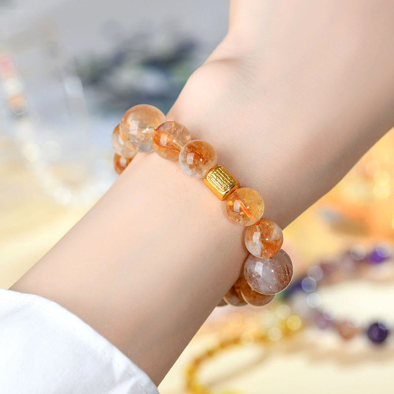 Natural Crystal Lucky Bracelet with Yellow Tower & Super Seven | Wealth & Protection Amulet