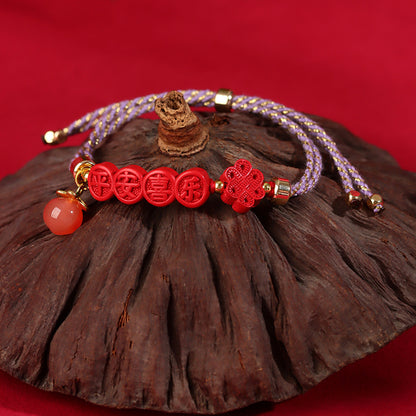 Imperial Red Cinnabar Peace Joy Bracelet | Ancient Handwoven Spiritual Jewelry
