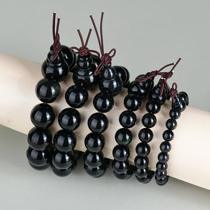 Natural Double Color Eye Obsidian Buddha Beads Bracelet - Spiritual Protection for Couples