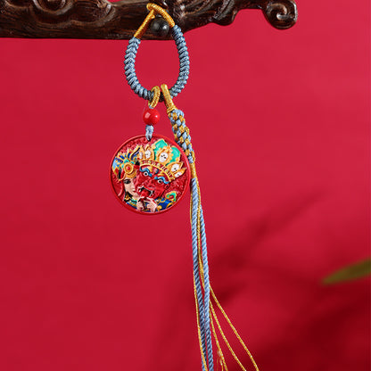 Natural Cinnabar Hand-Woven Keychain | Spiritual Protection & Fortune Charm