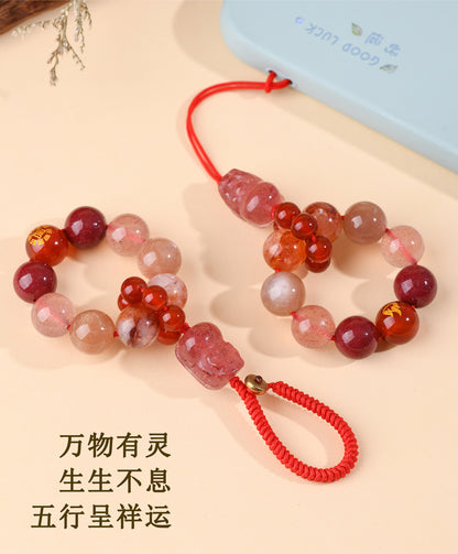 Crystal Five Elements Pixiu Keychain - Fire Energy Boost & Wealth Attraction Chinese Style Pendant