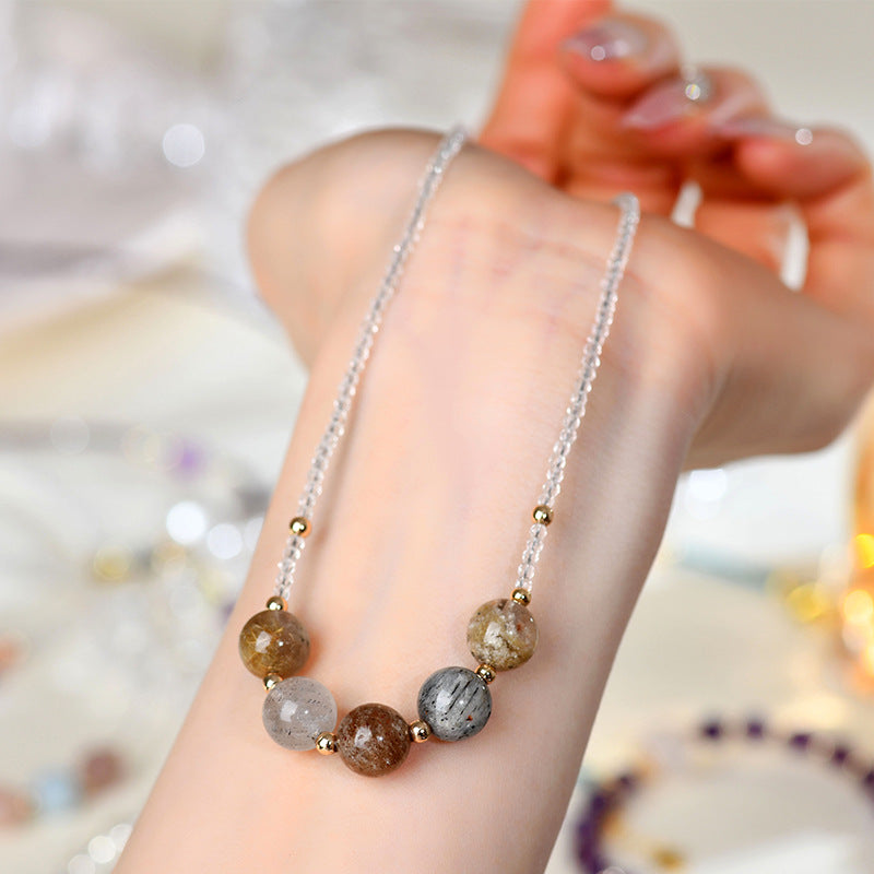 Natural White Crystal Four Seasons Ghost Collarbone Necklace - Adjustable Women's Spiritual Jewelry