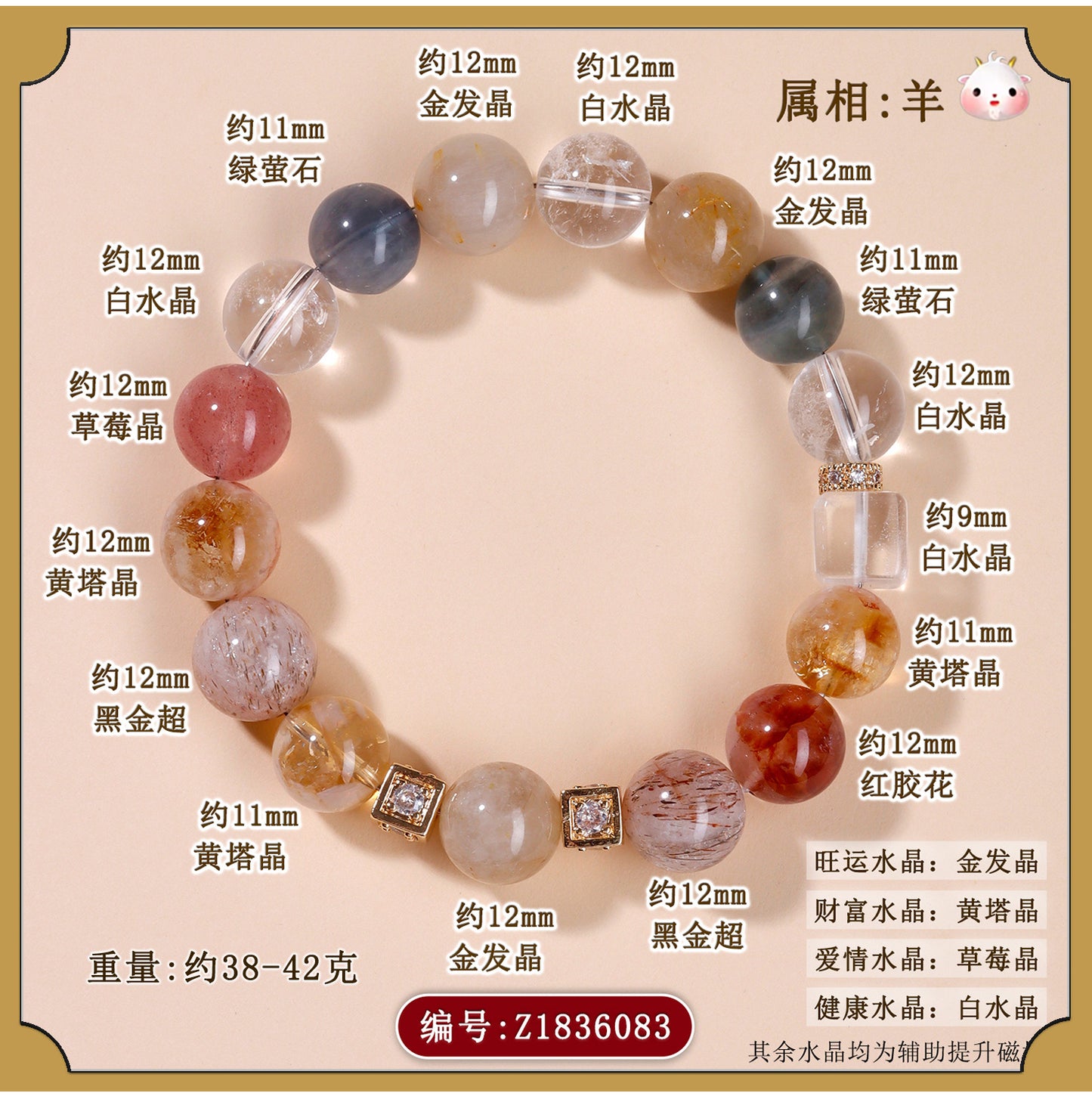 Twelve Zodiac Natural Crystal Multi-Gem Bracelet – Mystical Fortune & Spiritual Harmony Charm