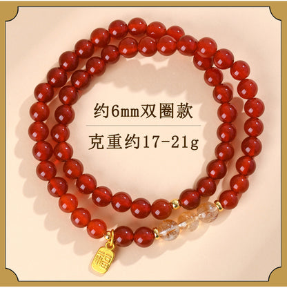 Red Agate and Yellow Pagoda Crystal Fortune Bracelet | Wealth and Protection Amulet