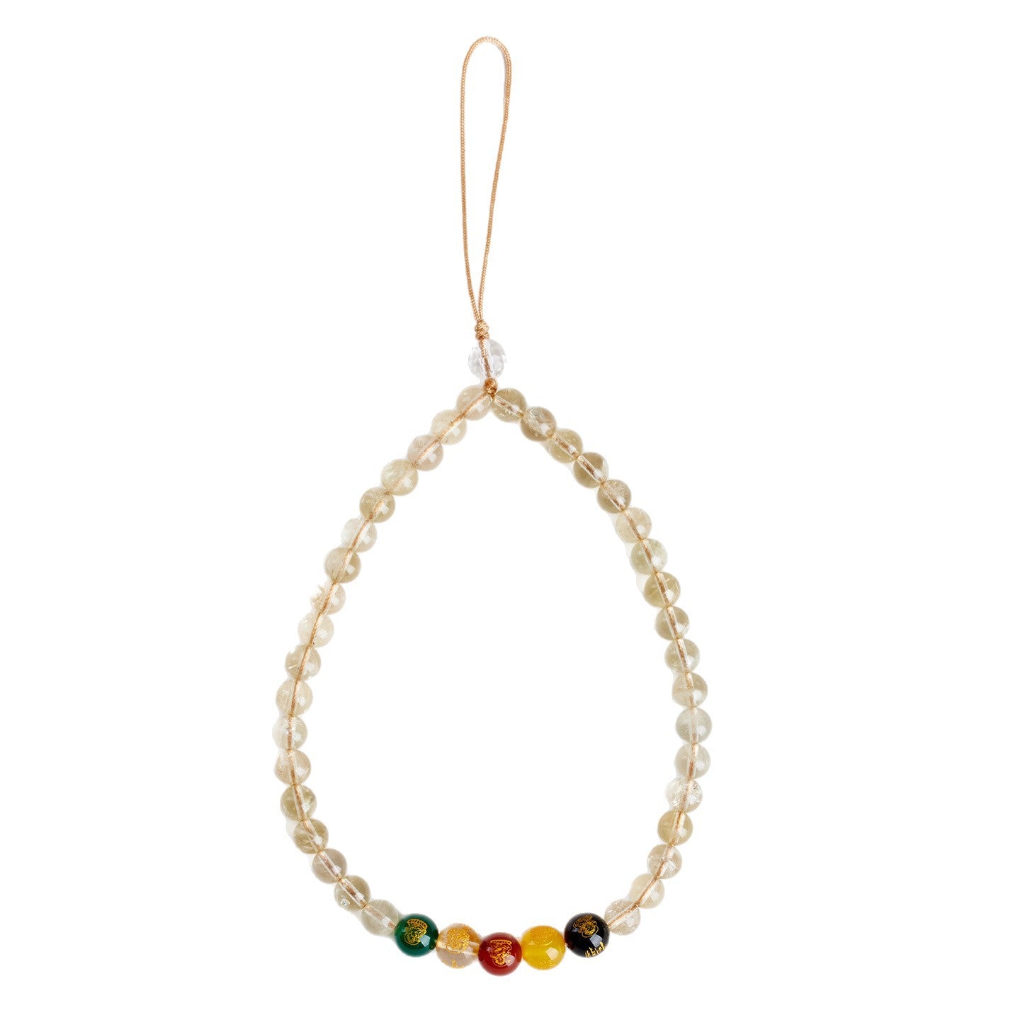 Natural Yellow Crystal Five-Way God of Wealth Phone Chain Pendant｜Wealth Attraction & Protection Amulet