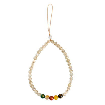 Natural Yellow Crystal Five-Way God of Wealth Phone Chain Pendant｜Wealth Attraction & Protection Amulet