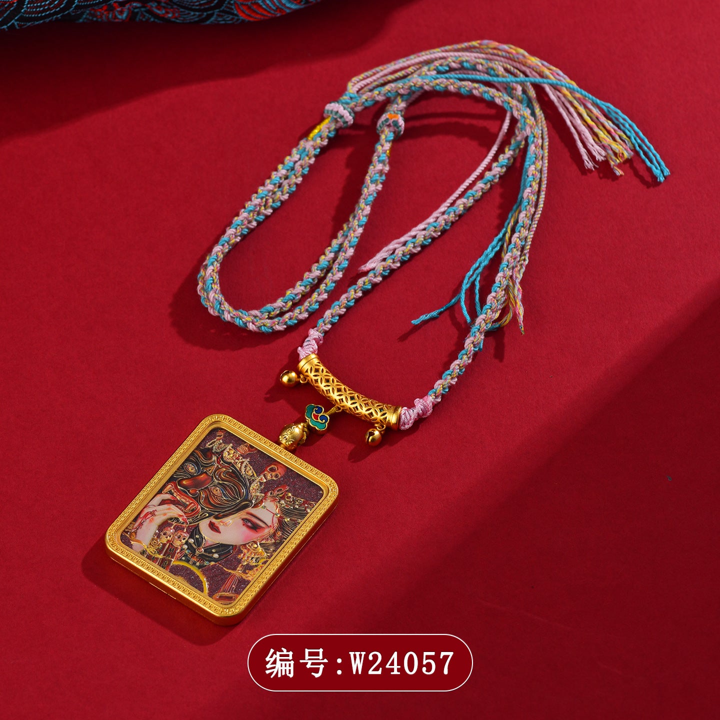 Purple Gold Cinnabar Past Life Present Life Thangka Pendant | Tibetan Hand-woven Spiritual Necklace