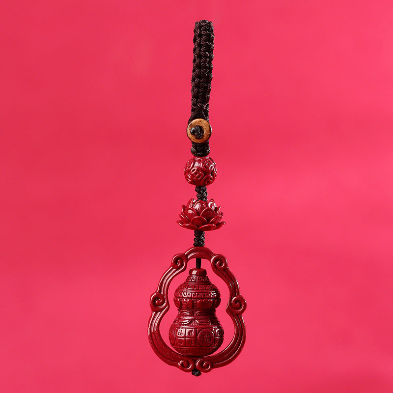 Natural Purple Gold Cinnabar Gourd Keychain | Wealth & Protection Talisman