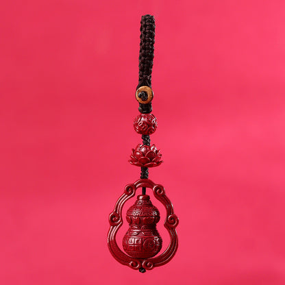 Natural Purple Gold Cinnabar Gourd Keychain | Wealth & Protection Talisman