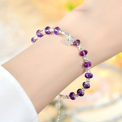 Amethyst Bead Silver Fragment Bracelet | Spiritual Harmony & Elegant Protection