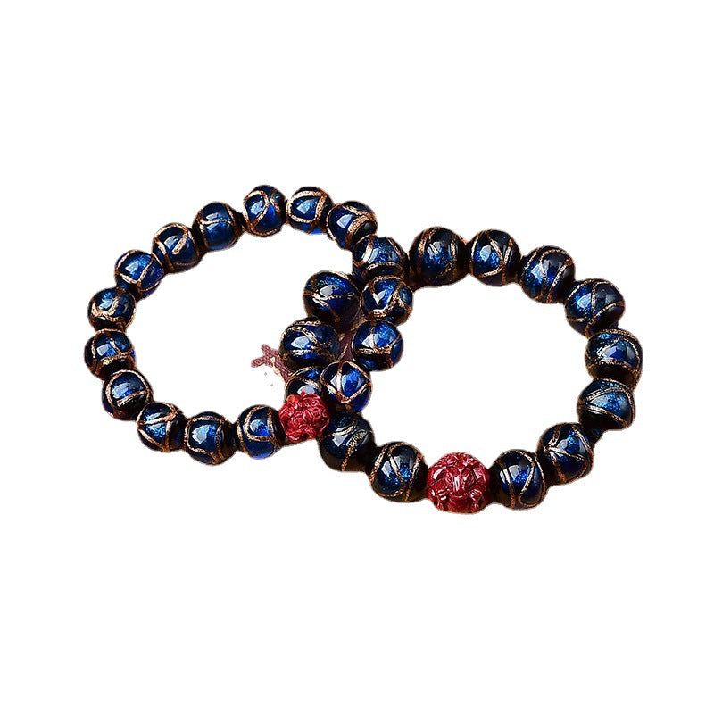 Tiger Year Incense Ash Glazed Bead Bracelet - Mystical Protection and Fortune Talisman