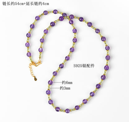 Natural Amethyst Peridot Clavicle Necklace | Spiritual Protection & Wealth Energy