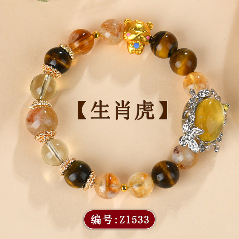 Twelve Zodiac Natural Crystal Multi-Gem Bracelet - Cosmic Harmony & Fortune Attractor