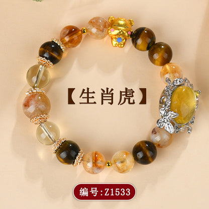 Twelve Zodiac Natural Crystal Multi-Gem Bracelet - Cosmic Harmony & Fortune Attractor