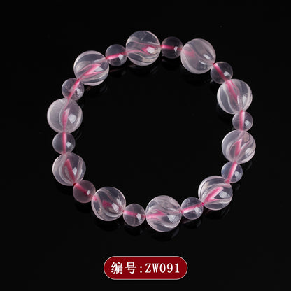 Natural Pink Crystal Bead Bracelet | Rose Quartz Love & Harmony Energy Jewelry