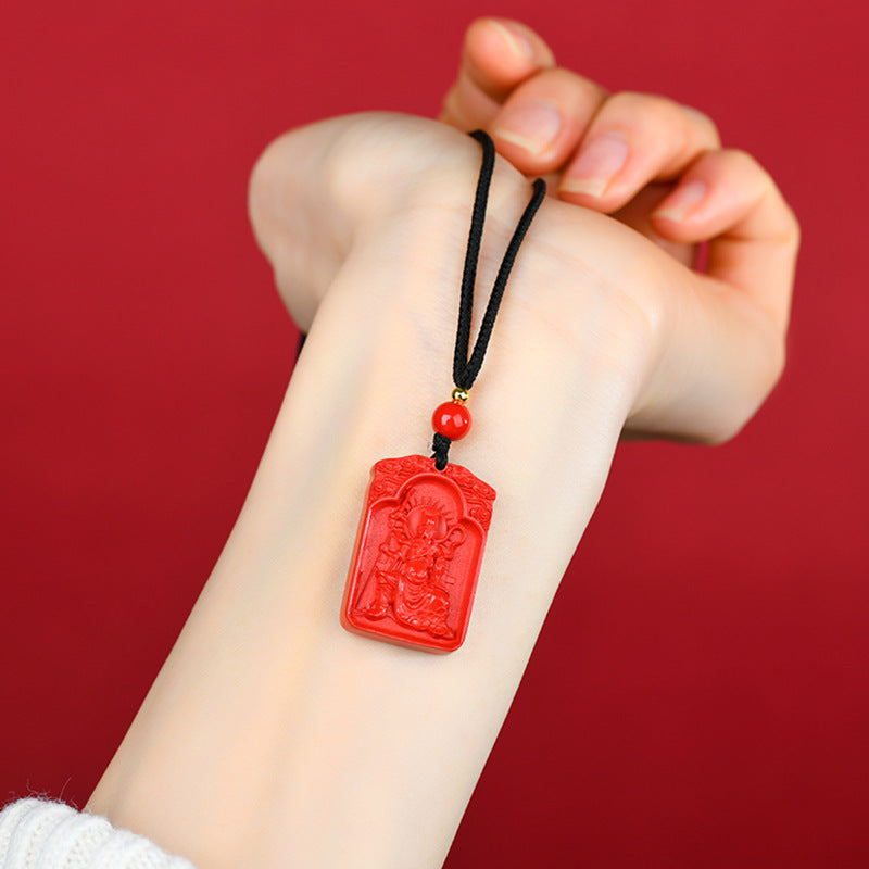 Natural High-Content Cinnabar Wusu General Pendant - Zodiac Year Protection Amulet