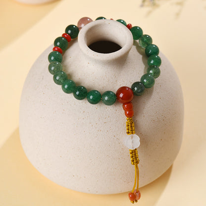 Natural Strawberry Crystal Red Agate Bracelet | Chinese Retro Spiritual Jewelry for Luck and Love