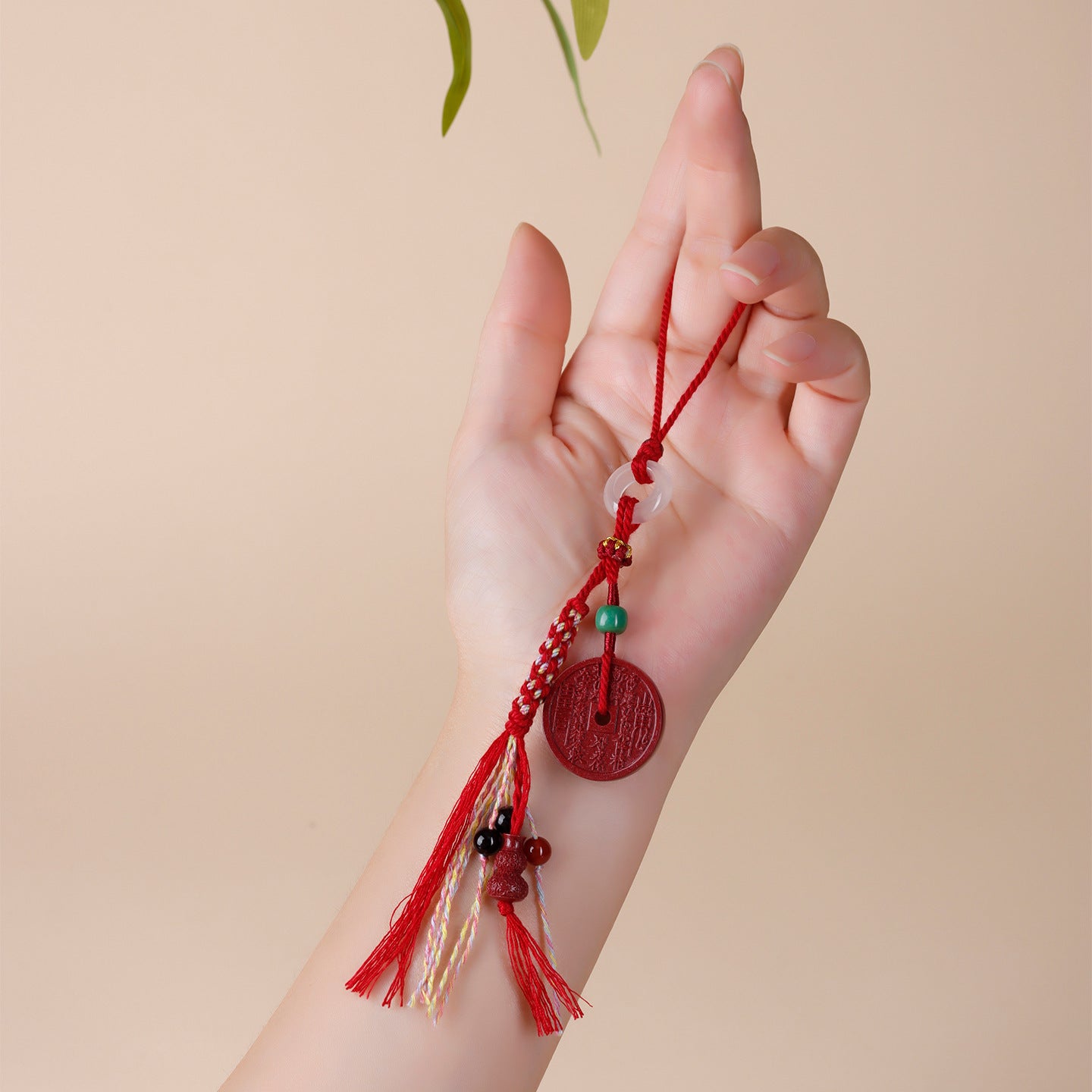 Natural Purple Gold Cinnabar Mountain Ghost Flower Pendant - Taoist Keychain for Protection & Luck