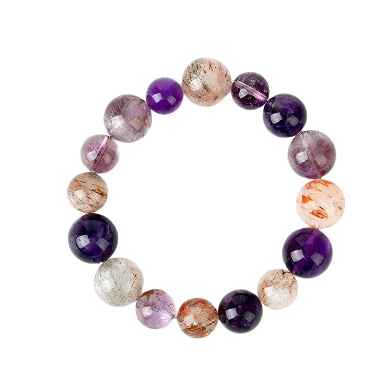 Natural Amethyst Super Seven Purple Planet Bracelet - Elegant Unisex Energy Jewelry for Harmony