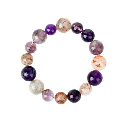 Natural Amethyst Super Seven Purple Planet Bracelet - Elegant Unisex Energy Jewelry for Harmony