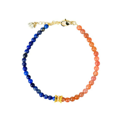 Southern Red Agate Lapis Lazuli Bracelet - Exquisite Petite Women's Spiritual Jewelry for Protection and Wisdom