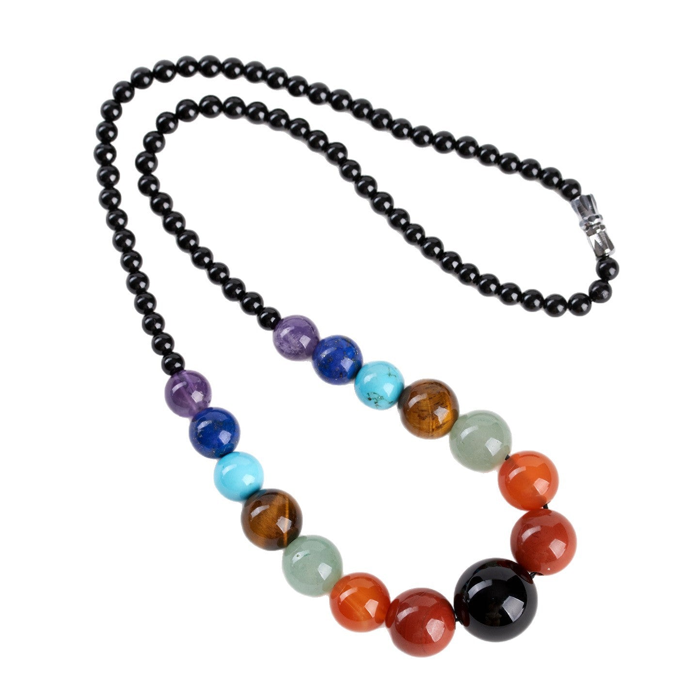 Natural Multicolored Gemstone Life Stone Necklace | Rainbow Energy Protection Collarbone Chain