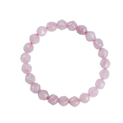 Natural Pink Quartz Faceted Bead Bracelet | Love Harmony Crystal Jewelry for Emotional Balance