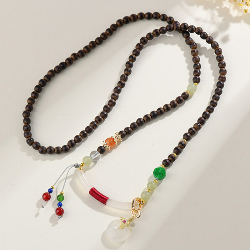 Antique Buddhist Prayer Beads Necklace with Agarwood and Red Sandalwood - Spiritual Meditation Accessory