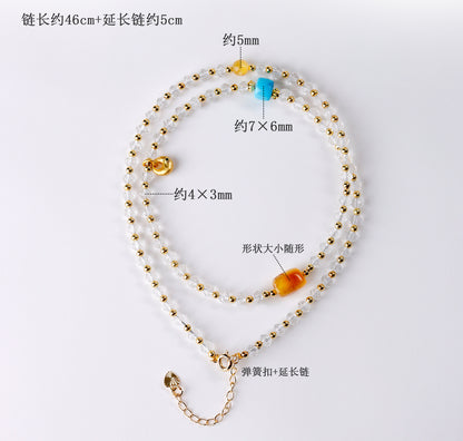 Pure White Crystal Collarbone Necklace for Women - Spiritual Elegance & Positive Energy