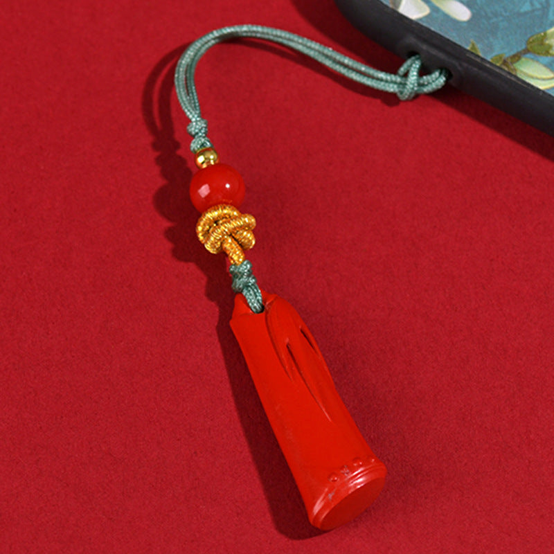 Natural High-Content Cinnabar Ascending Success Pendant - Career Wealth Luck Charm