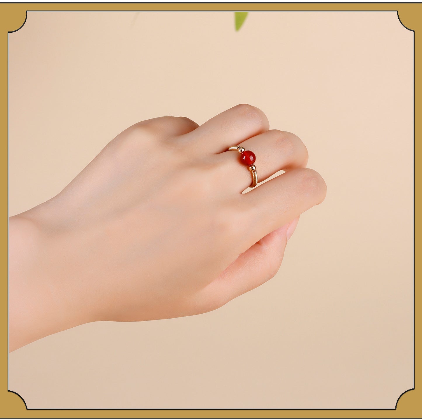 Handmade Crystal Agate Ring with Yellow Rutilated Quartz and Moonstone - Open Wire Wrapped Design for Wealth and Protection