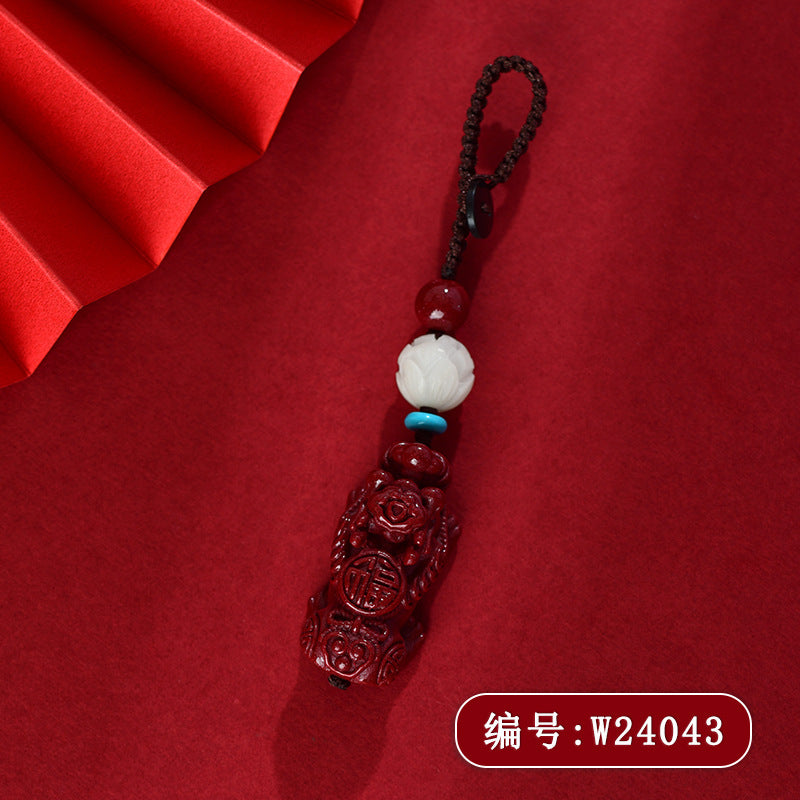 Natural Purple Gold Sand Pixiu Keychain Pendant - Wealth Attraction & Protection Amulet