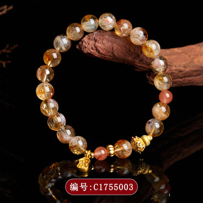 Natural Crystal Yellow Pagoda Southern Red Agate Lucky Bracelet - Women's Fashion Spiritual Jewelry