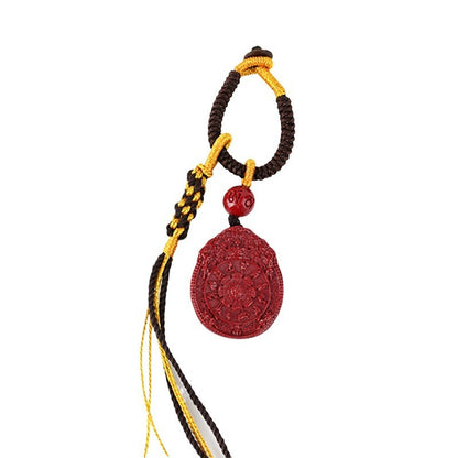 Natural Cinnabar Purple Gold Sand Nine Palaces Eight Diagrams Zodiac Keychain - Mystical Protection & Fortune Amulet