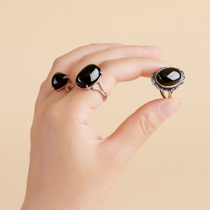 Rainbow Eye Obsidian Ring – Adjustable Unisex Spiritual Protection Jewelry