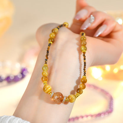Golden Tiger Eye Tower Crystal Necklace | Wealth & Protection Talisman for Women