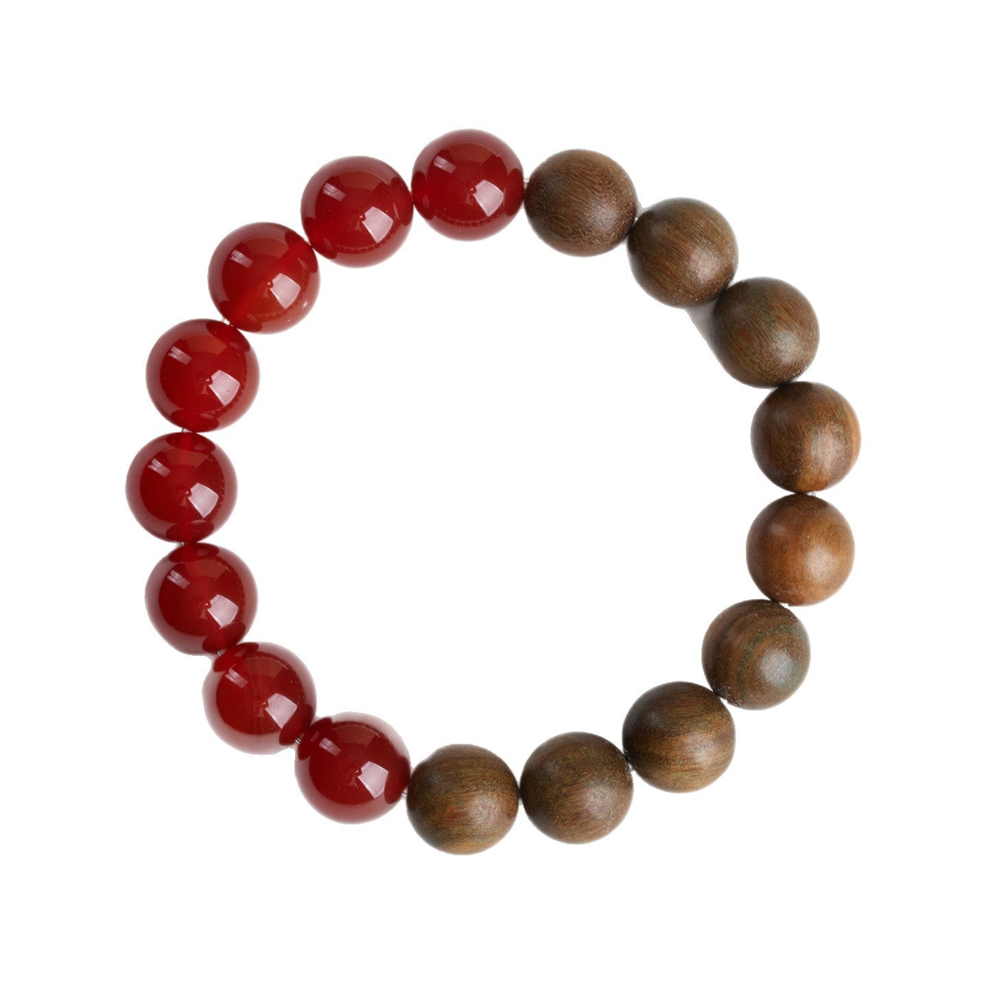 Natural Green Sandalwood Red Agate Bracelet | Spiritual Protection & Wealth Luck Charm