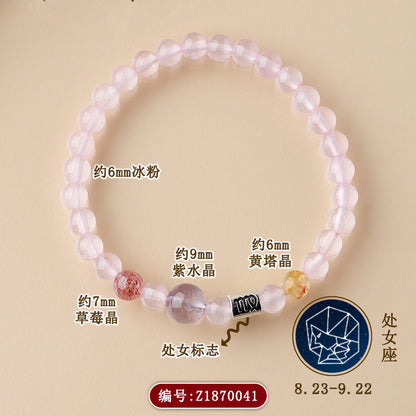 Mystical Natural Crystal Zodiac Bracelet - Cosmic Energy & Spiritual Harmony