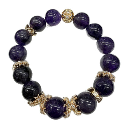 Natural Uruguay Amethyst Large Bead Single Circle Bracelet for Elegant Women