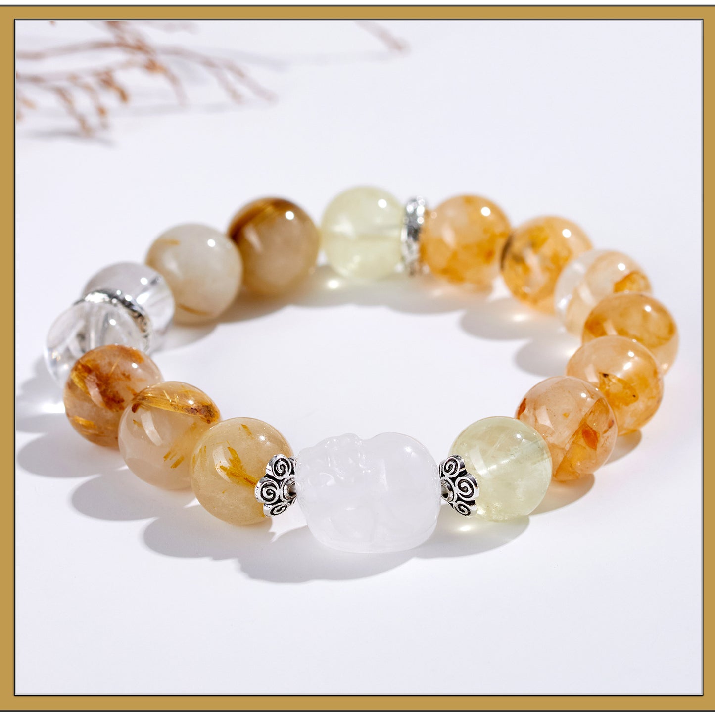 Natural Crystal Five Elements Bracelet with Lucky Pixiu - Unisex Couple Style for Balance and Wealth