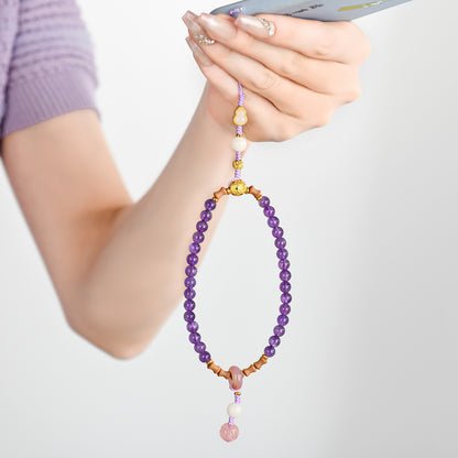 Natural Amethyst Crystal Phone Chain - Spiritual Protection & Romantic Elegance for Women