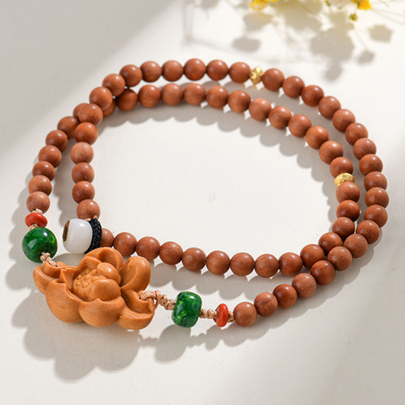 Antique Buddhist Prayer Beads Necklace with Agarwood and Red Sandalwood - Spiritual Meditation Accessory