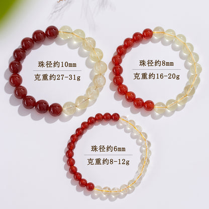 Natural Yellow Crystal Red Agate Bracelet - Lucky Fortune Bead Unisex Couple Chain