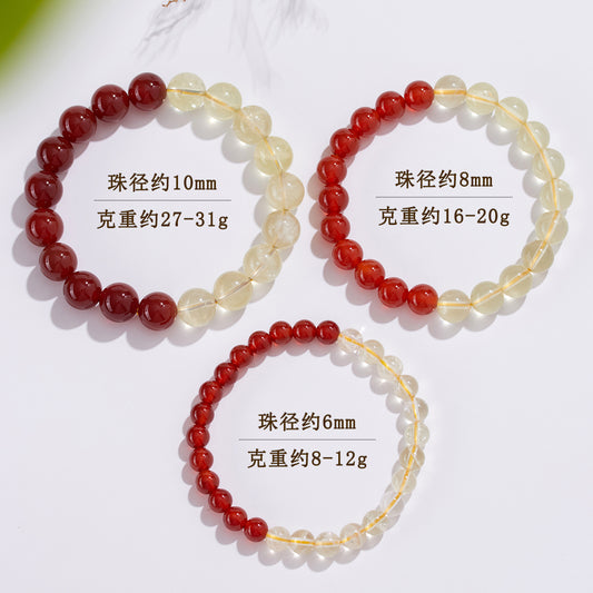 Natural Yellow Crystal Red Agate Bracelet - Lucky Fortune Bead Unisex Couple Chain