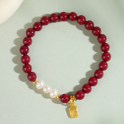 Natural Purple Gold Cinnabar Bracelet | Wealth & Protection Spiritual Talisman